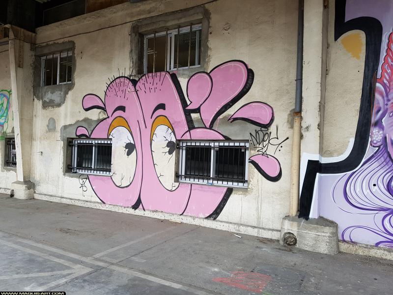 Graffiti de Ndek à L'Aérosol Paris (14 juillet 2017)