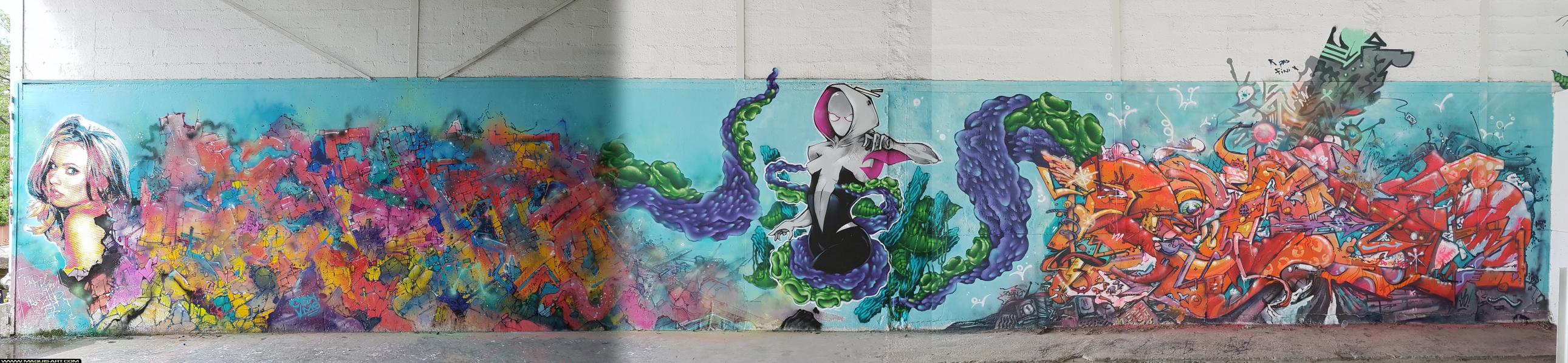 Graffiti de Gabone, Peams, Shure et Karl Kenz à L'Aérosol Paris (14 juillet 2017)