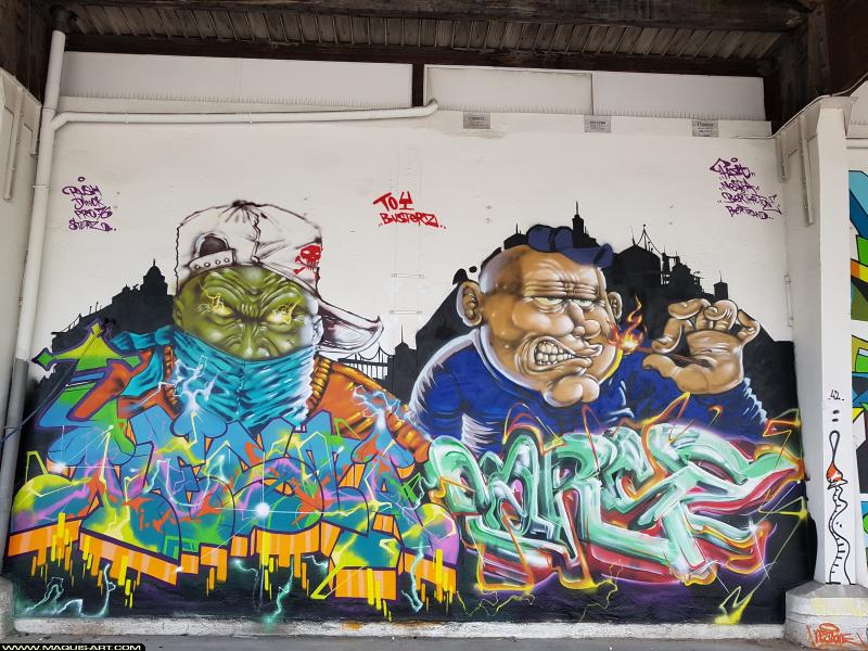 Graffiti de Fast, Nesta, ??? et Berthet One à L'Aérosol Paris (30 juillet 2017)