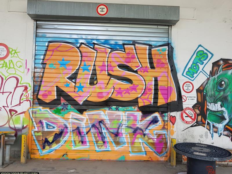 Graffiti de Rush et Dink à L'Aérosol Paris (30 juillet 2017)