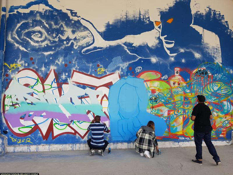 Graffiti de Dink, Clo et Vusuel à L'Aérosol Paris (5 août 2017)