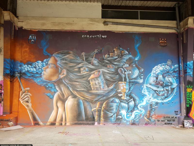 Graffiti de Braga Last One et Ach Woodart à L'Aérosol Paris (27 octobre 2017)