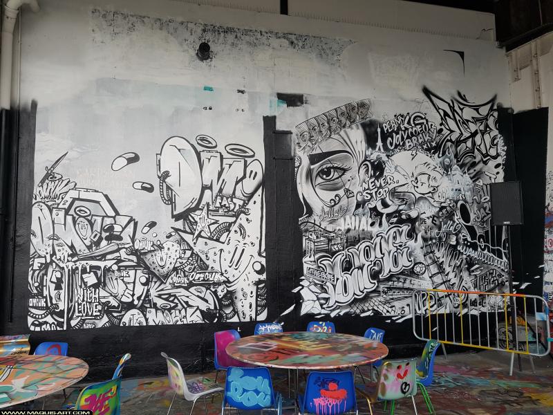 Graffiti d'Omouk et Jallal à L'Aérosol Paris (27 octobre 2017)