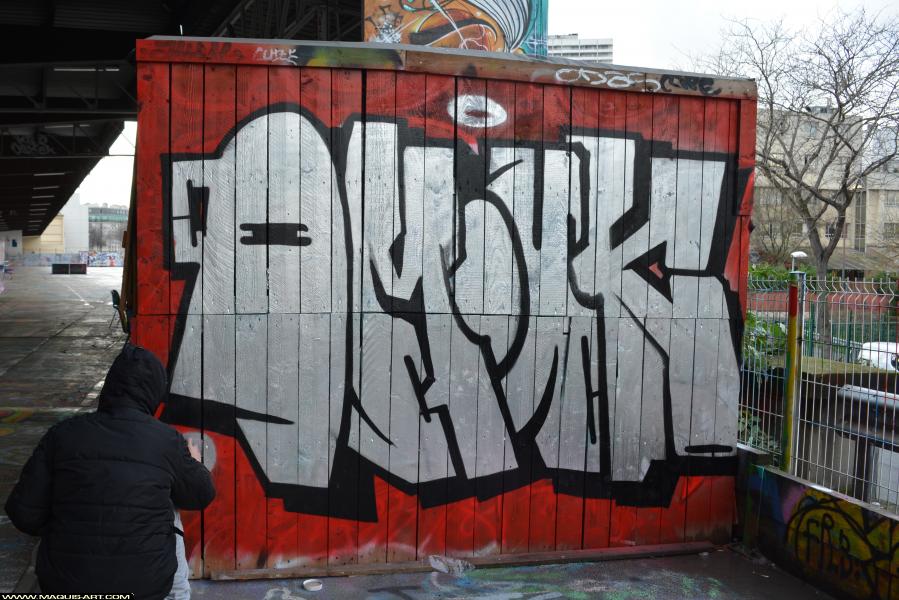 Graffiti d'Omouk à L'Aérosol Paris (10 janvier 2018)