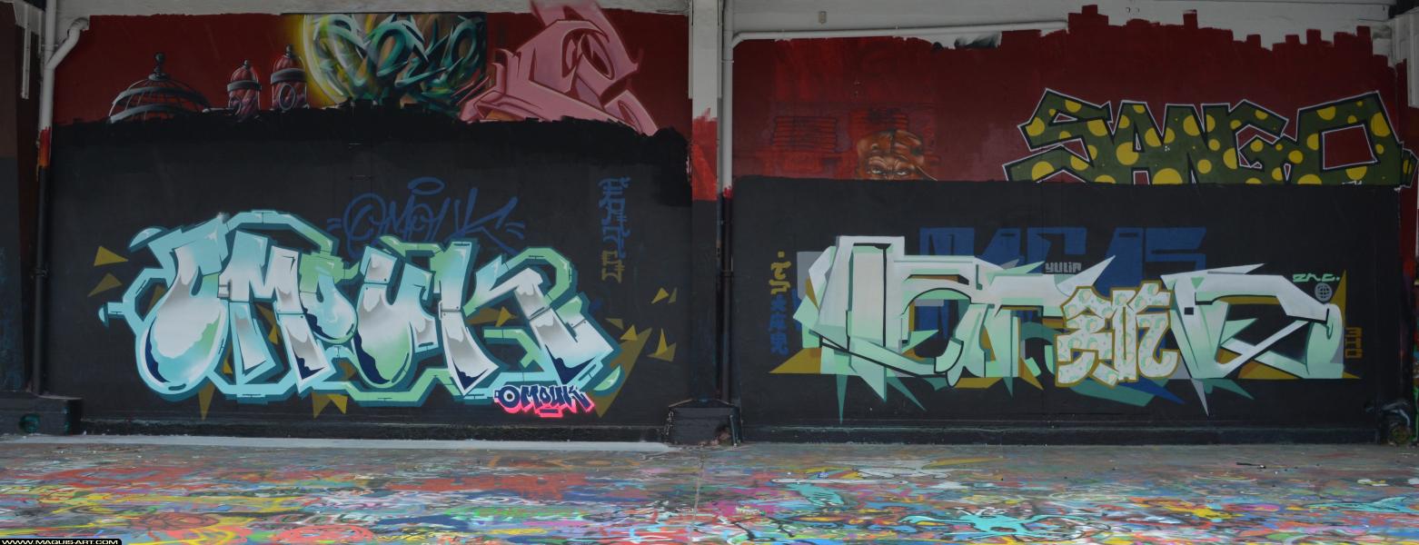 Graffiti d'Omouk, Sango et Tacos à L'Aérosol Paris (2 mars 2018)