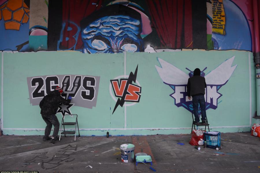 Graffiti de 2gus et ??? à L'Aérosol Paris (15 mars 2018)